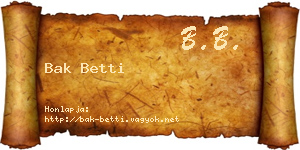 Bak Betti névjegykártya